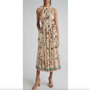 Ulla Johnson Pearl Flora Samar Sleeveless Midi Cotton-Blend Dress